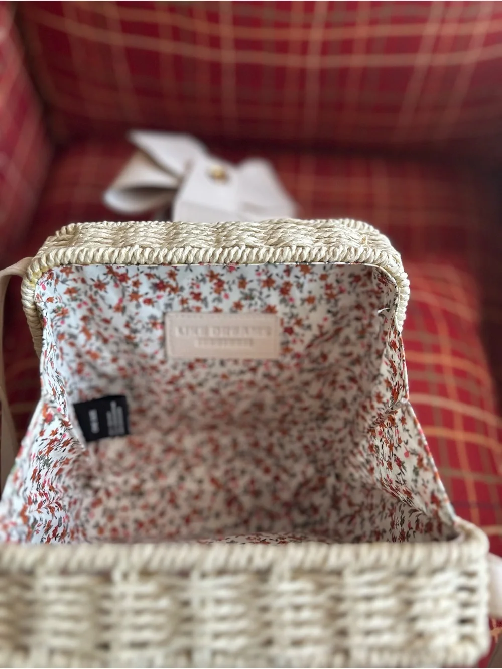 Cream Woven Crossbody with Bow Accent